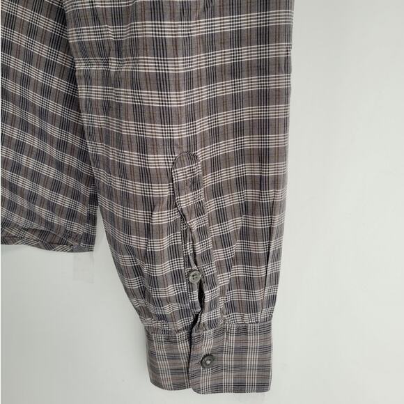 John Varvatos Star Gray Plaid Long Sleeve Button Up Mens Grunge Shirt siz Medium - Picture 11 of 14